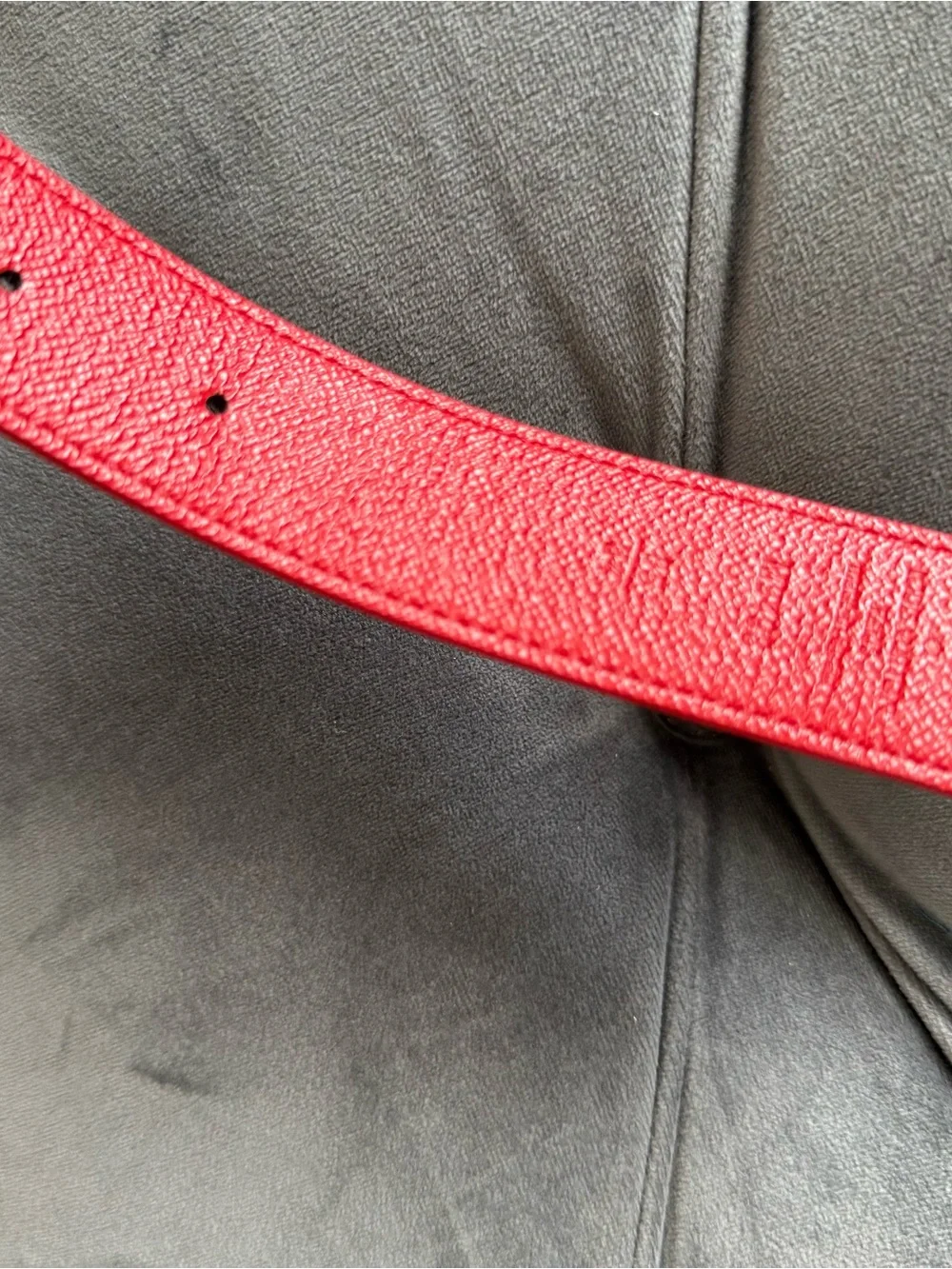 Louis Vuitton Brown Red Monogram Belt reversible Gold LV Buckle size